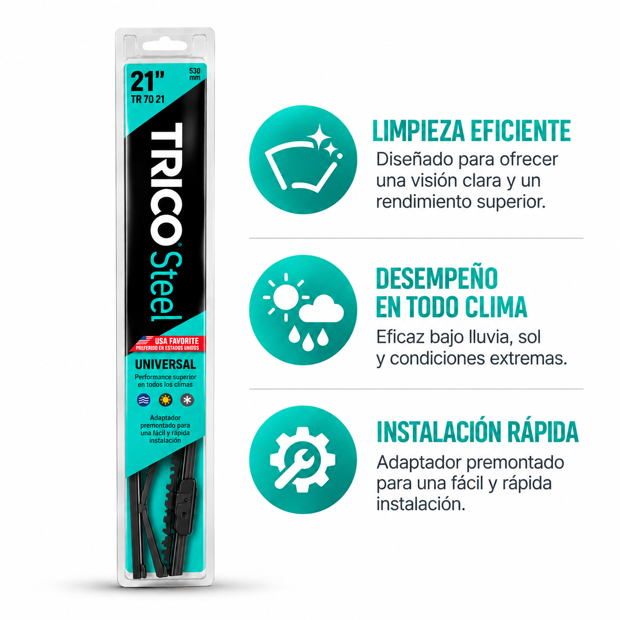 TRICO Steel Limpiaparabrisas Universal 21" - Imagen 2