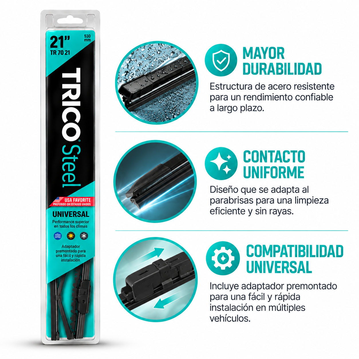 TRICO Steel Limpiaparabrisas Universal 21" - Imagen 3