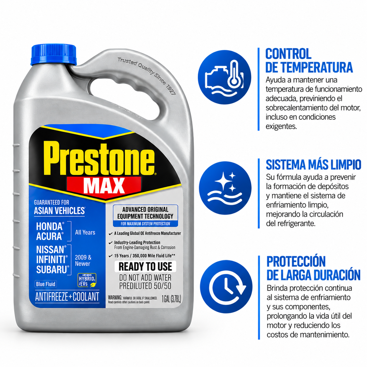 PRESTONE MAX ANTICONGELANTE + REFRIGERANTE AZUL - Imagen 3