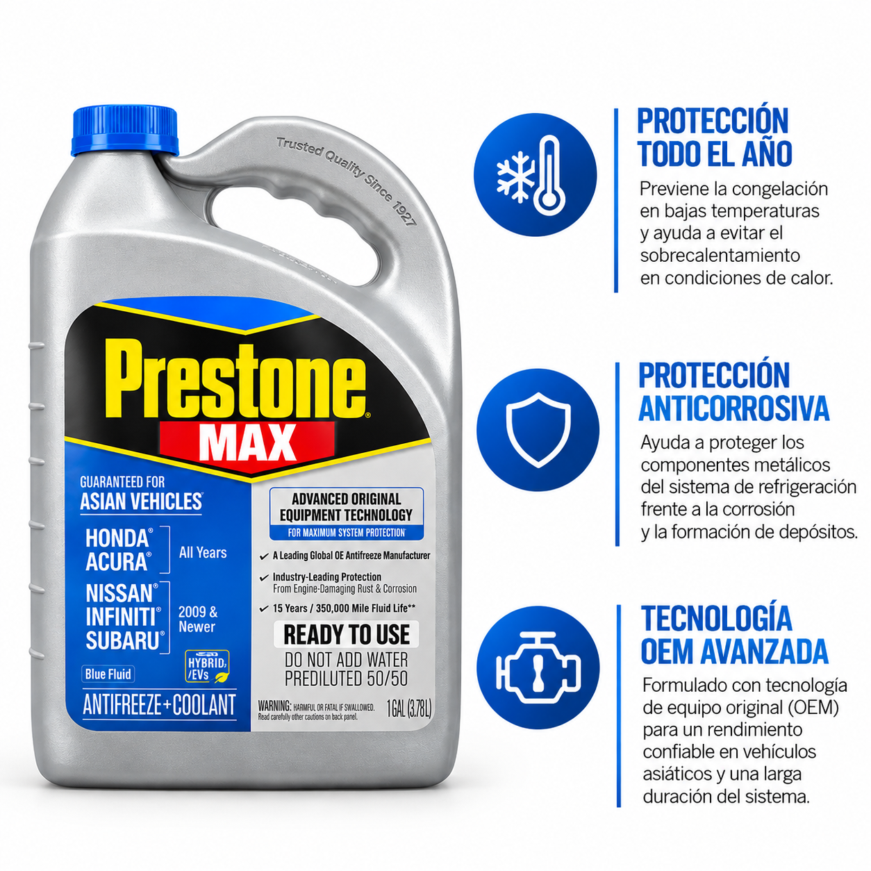 PRESTONE MAX ANTICONGELANTE + REFRIGERANTE AZUL - Imagen 2